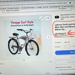 Brand New - Lakona Youth and Adult Beach Cruiser Bike, Men and Women, 20-26-Inch Wheel (No low ball bidder) 