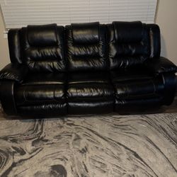 Black Leather reclining Sofa