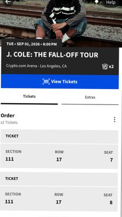 (2) J Cole Fall Off Tour Tickets