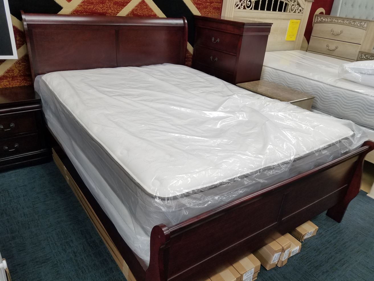New in box full size cherry bed frame only special