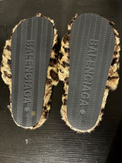 Balenciaga Leopard Fur Slides Size 46