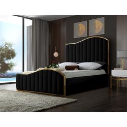 Meridian Furniture - Jolie Velvet King Bed in Black - JolieBlack-K