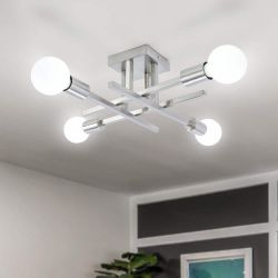  LWYTJO 18.11 in. 4-Light Nickel Dimmable Sputnik Semi Flush Mount Chandelier L10 $20