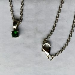 New Silver Necklace with Choice of Gem Color