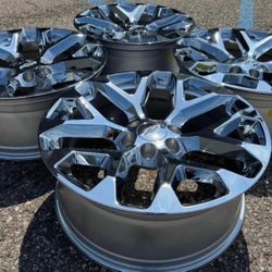 22” GMC SIERRA WHEELS RIMS NEW SET SNOWFLAKES WE FINANCE CHROME CHEVY SILVERADO