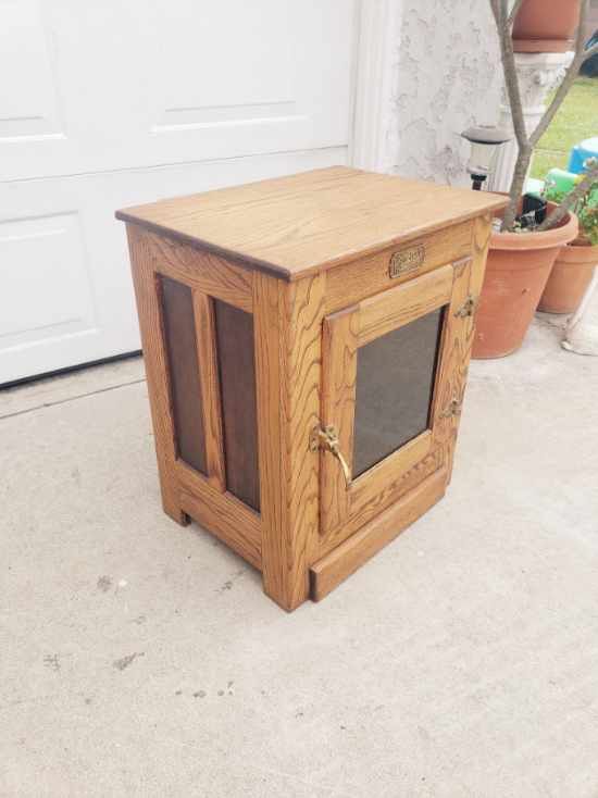 Vintage White Clad Cabinet With Glass Door
