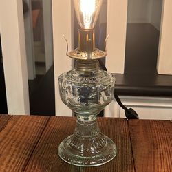 Vintage An Qing China transparent glass mini oil lamp conversion