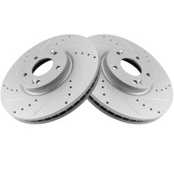 Front for Hyundai for Veracruz 3.8L 2007-2012 Drilled Slotted G-Coated Brake Rotor Pair 