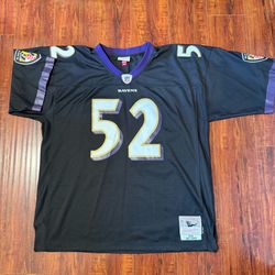 Ray Lewis Mitchell & Ness Baltimore Ravens NFL Blk #52 Jersey Preowned Sz 52-2XL