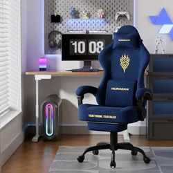 Velvet Fabric Gaming Chair with Footrest High Back Ergonomic Gamer Chair