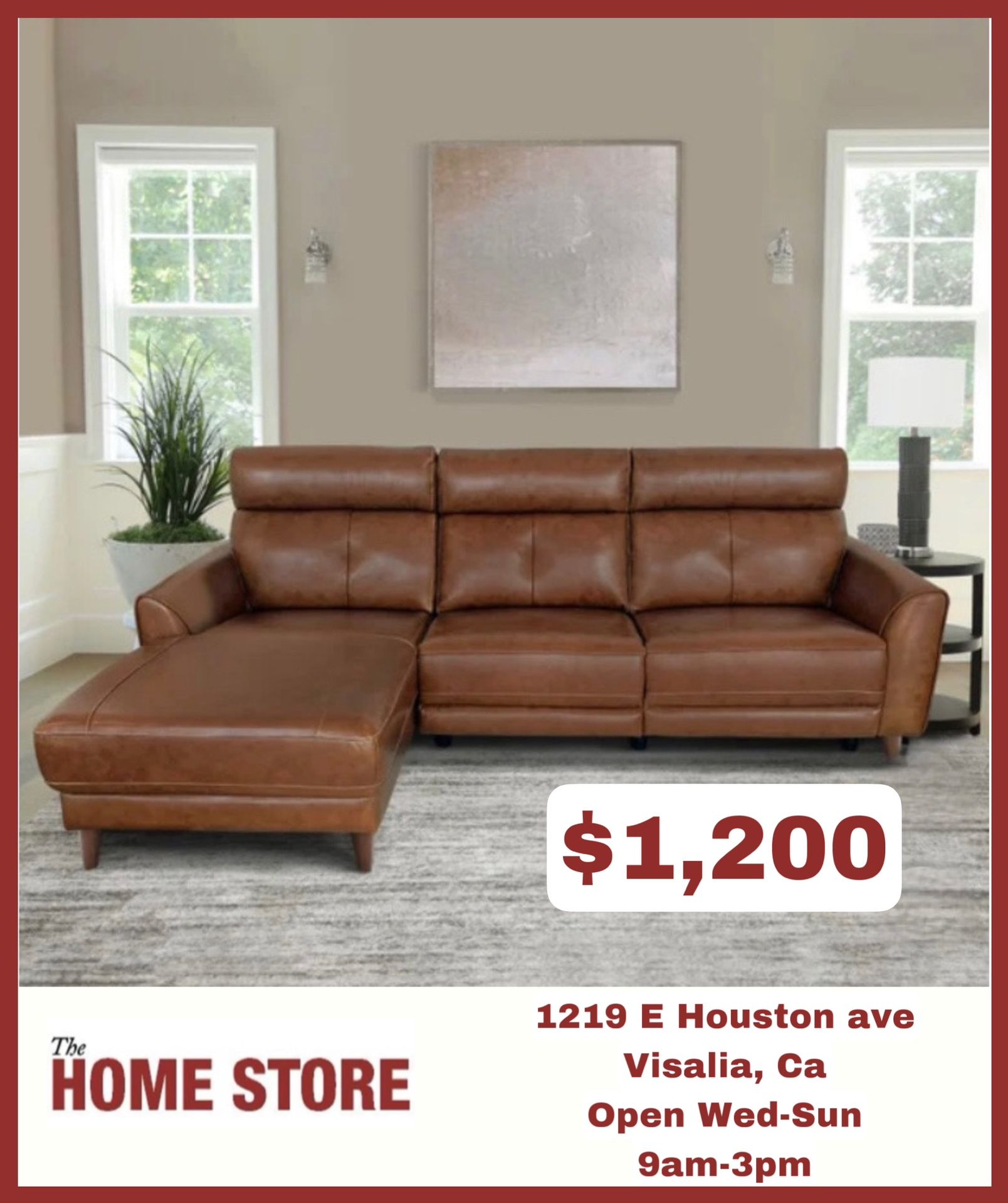 Brown Leather Power Reclining Sectional
