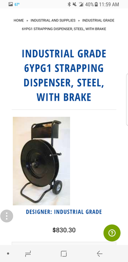 INDUSTRIAL GRADE Steel straping dispenser w/brakes