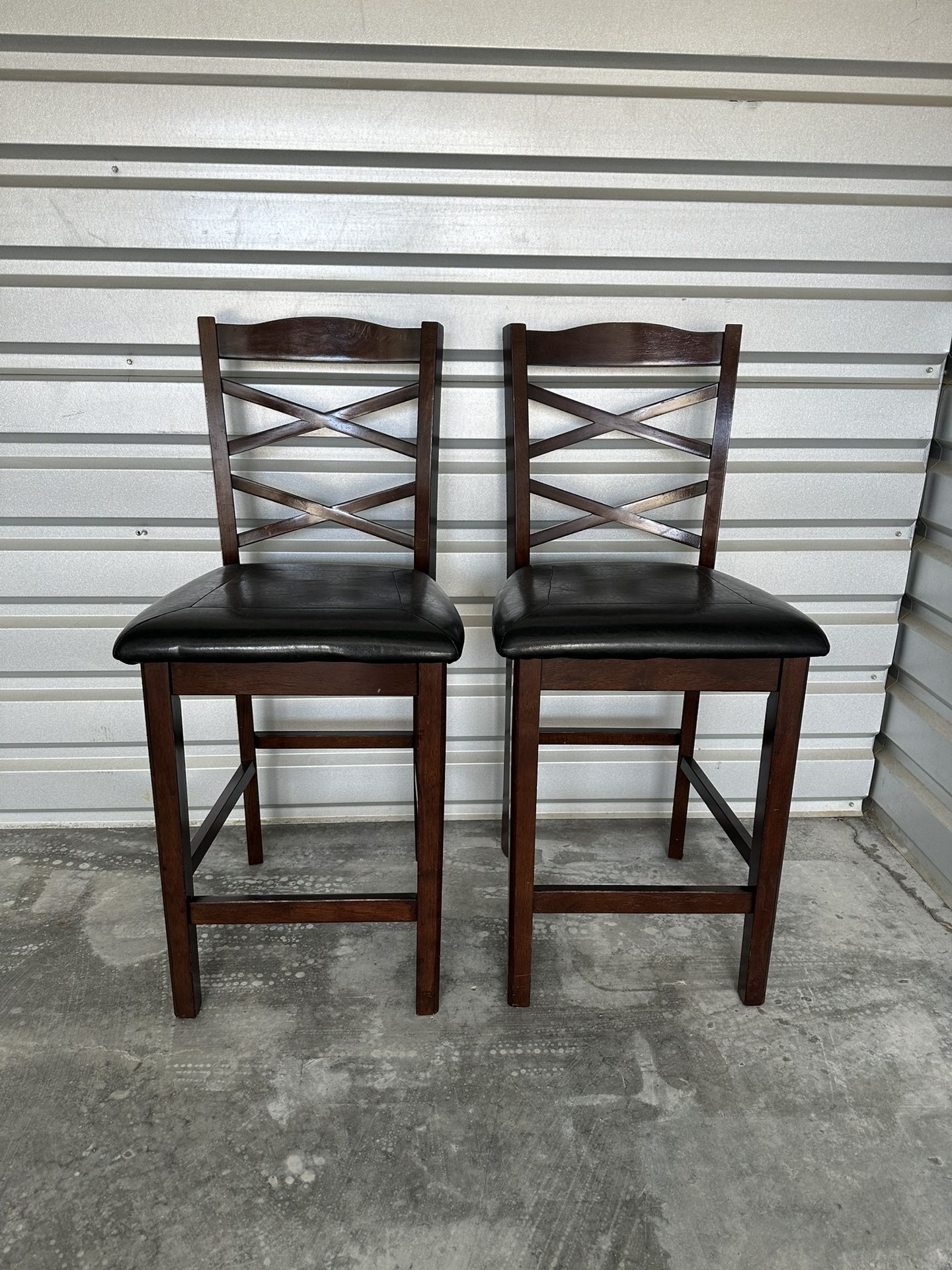 2 Leather Bar Stool Chairs 