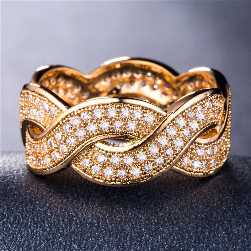 "Crystal Zircon 18K Yellow Gold Plated Diamond Ring for Women, L557
 
  