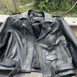 Mens Heavy Leather Biker Jacket