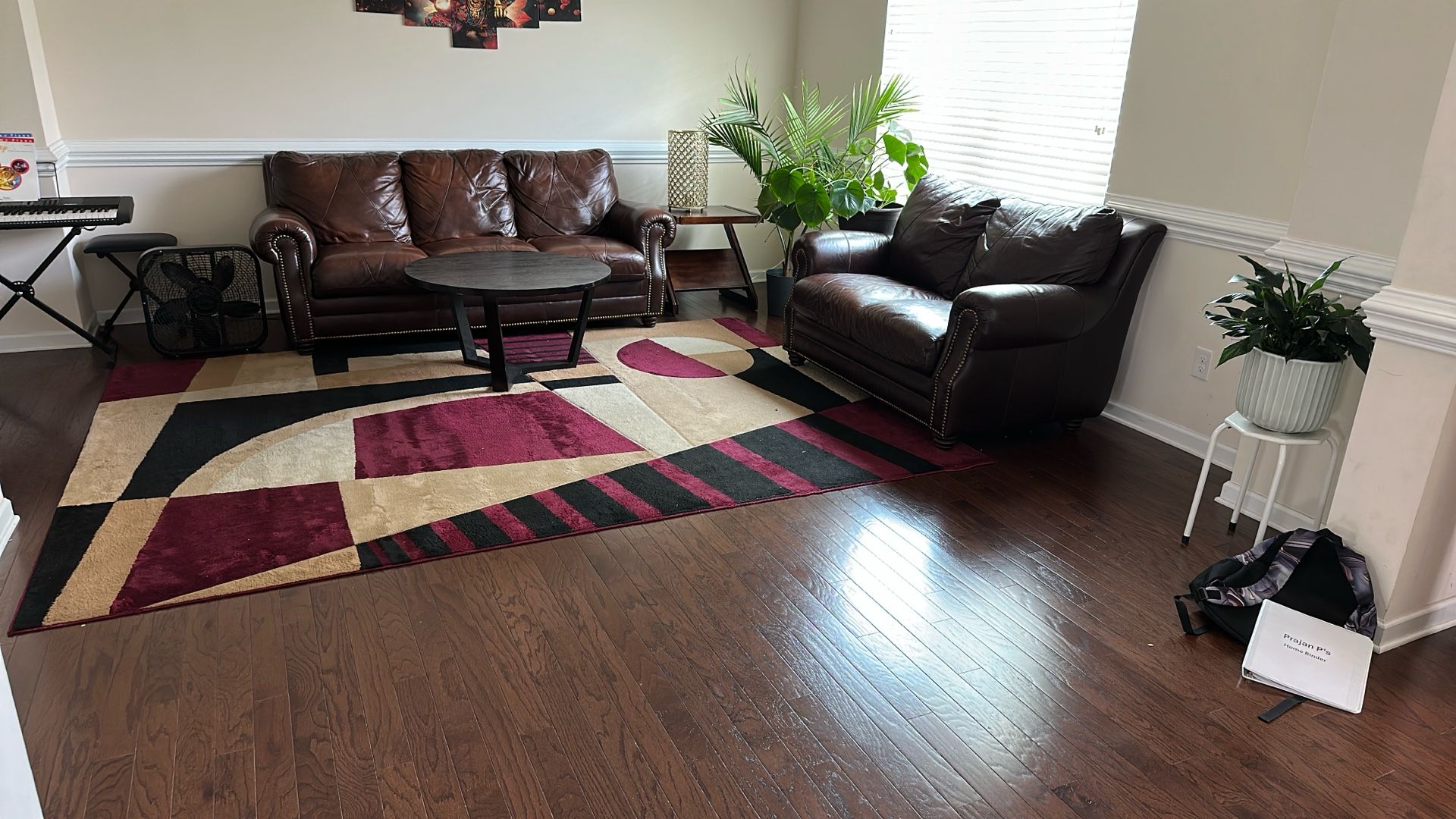 Brown Leather Sofa & Love Seat