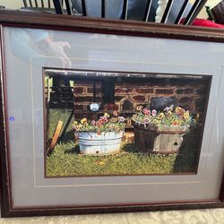Bob Timberlake Framed Print "Pumphouse Pansies"