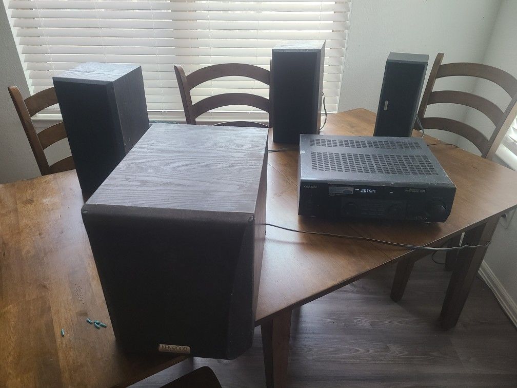 Kenwood Reciever With Sub And 3 Speakers