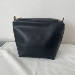 ZARA Black Faux Leather Makeup Bag Toiletry Organizer Pouch
