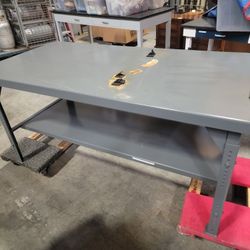 Industrial Work Table With Strap Braces