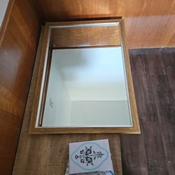 Brown Wood Trim Mirror