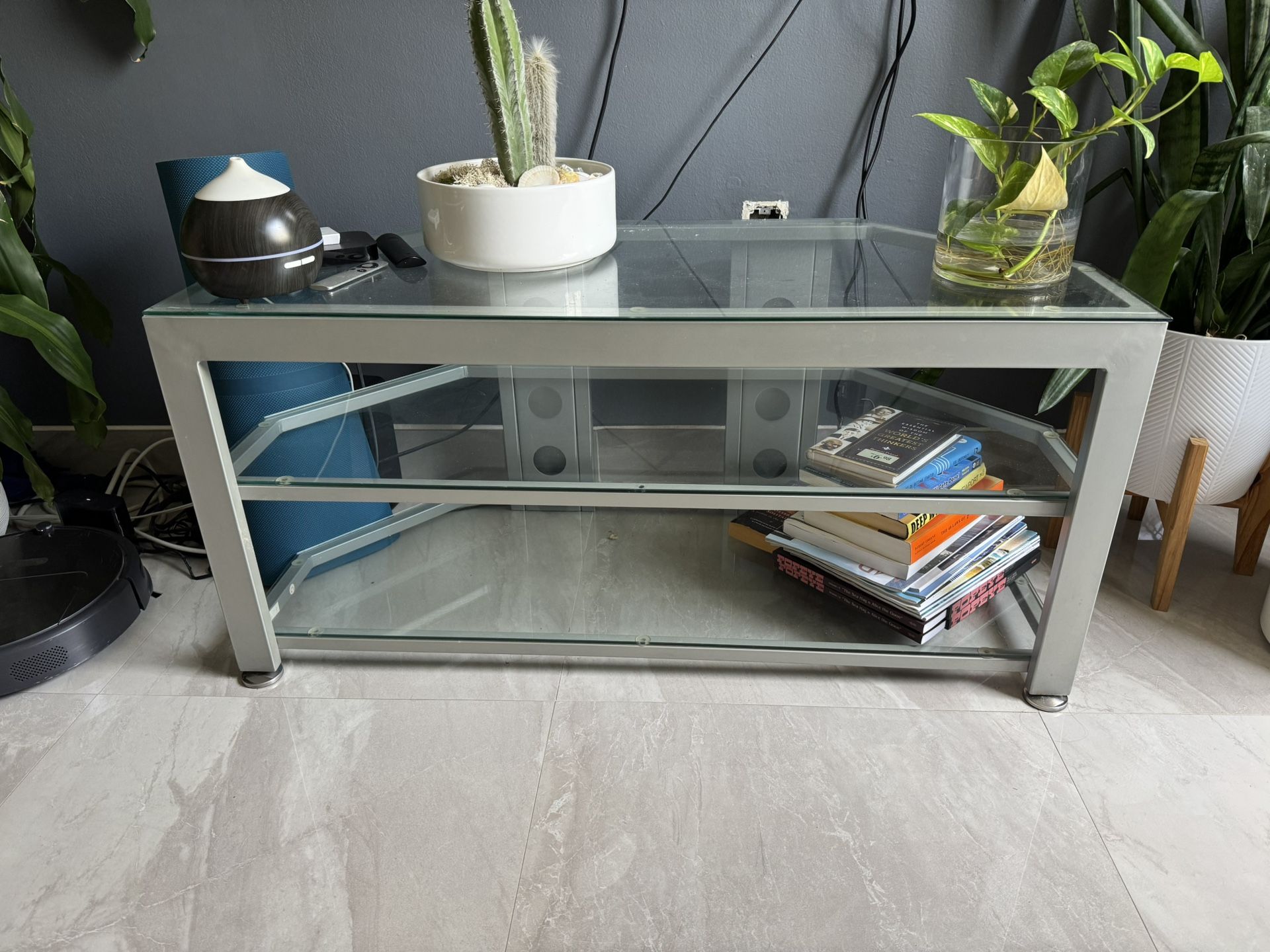 Mesa De TV/ Modern Glass & Metal TV Stand / Console Table