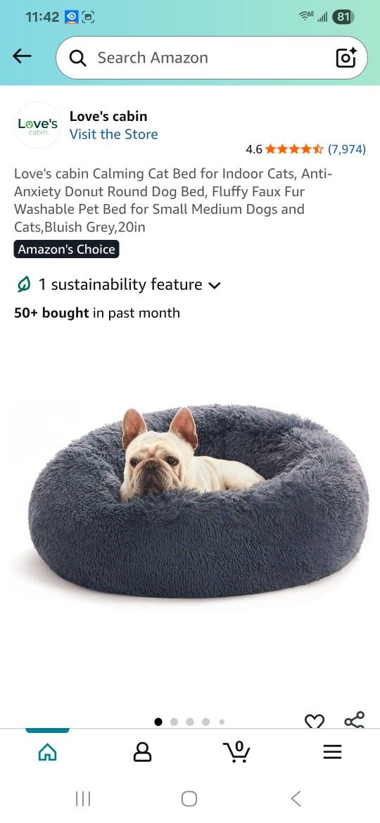 Washable Pet Bed for Small Medium Dogs and Cats,Bluish Grey,20in