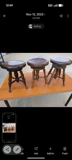 Antique Victorian swivel piano stools
