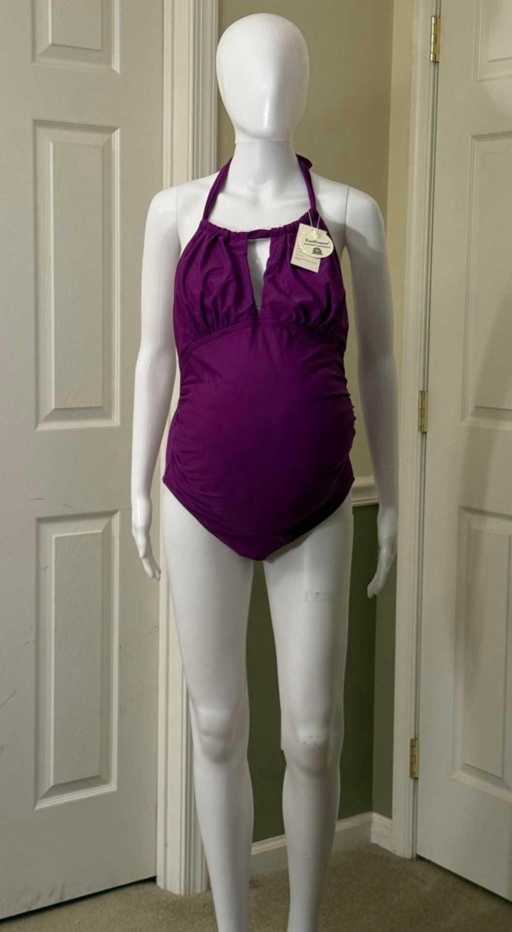 NEW EastElegant Maternity swimsuit Purple Med.