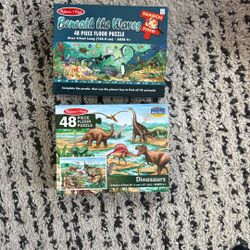 Melissa & Doug Floor Puzzles Ages 4+ , Two Puzzles Dinosaurs  and Under the Sea Search and Finf
