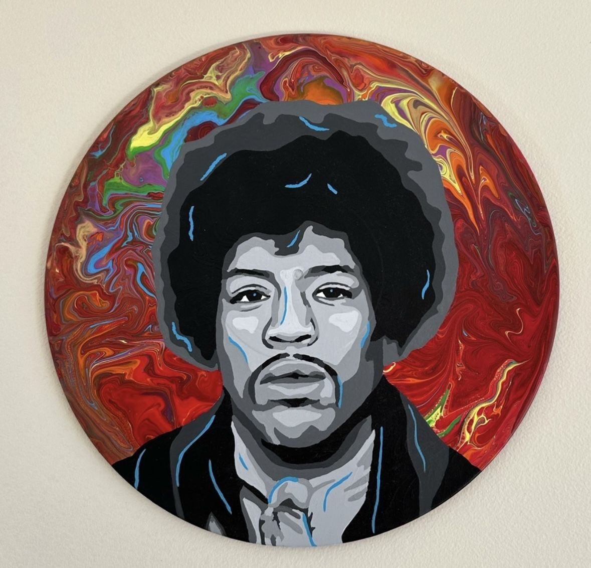 Hand Painted Jimi Hendrix Art on Vinyl