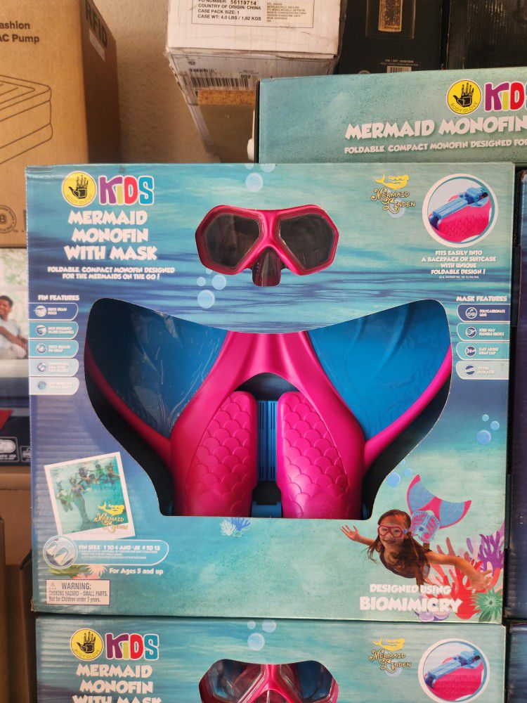 ((((10 dlls))) Kids' Mermaid Monofin with Mask Pink/Blue