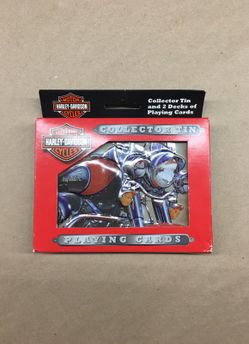 Harley Davidson collectors tin with 2 decks of cards NIB
