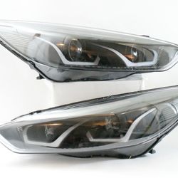 15-17 Ford Focus LED Halo Black/ Clear Headlights