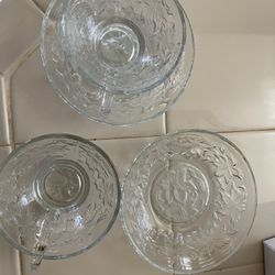 2 Tea Crystal  Cup With Dish 