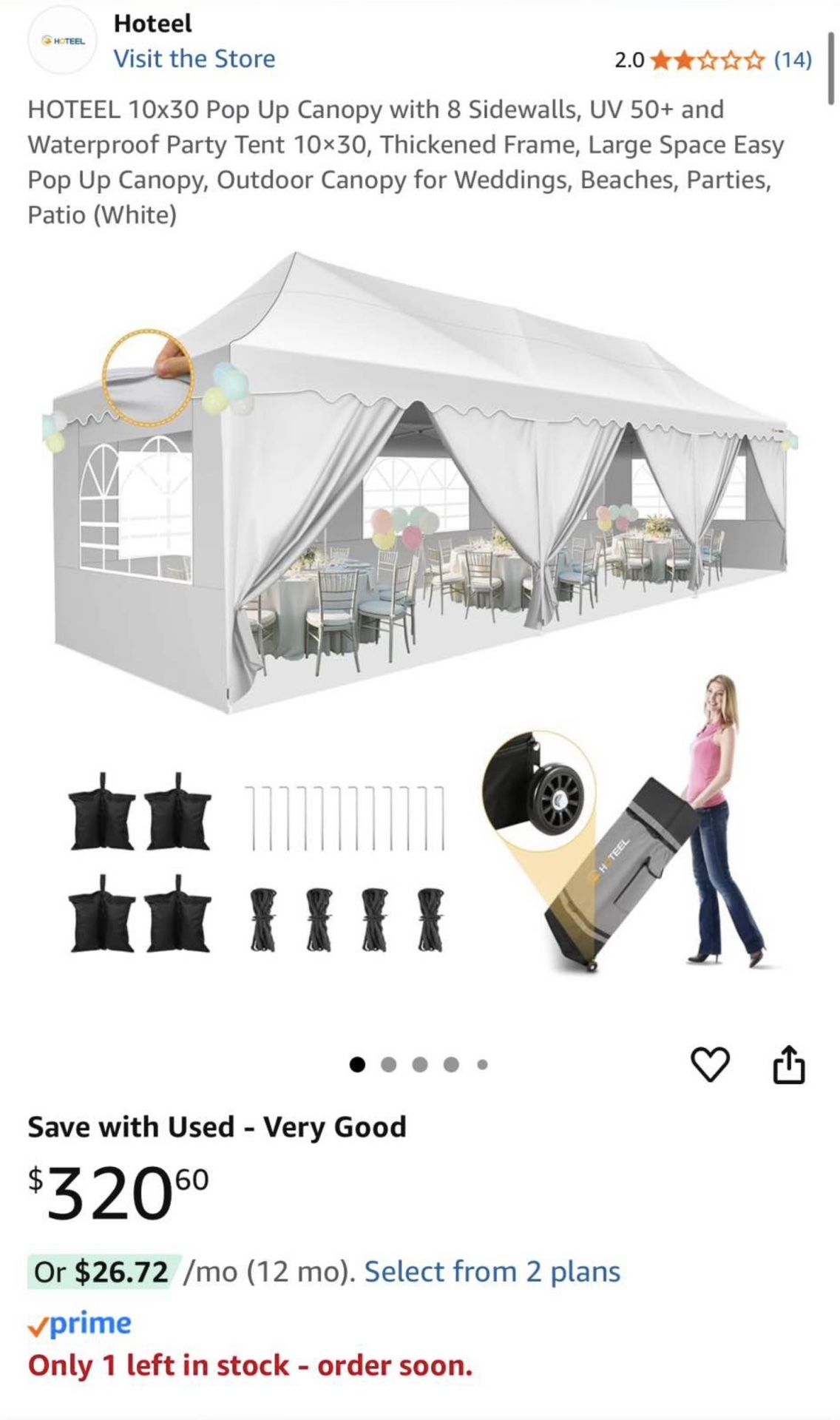 10 X 30 Pop Up Canopy