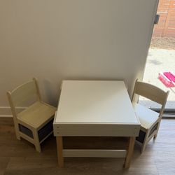 Kid Table And Chair Set Wood Table 3 In 1 