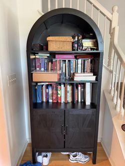 Black arch bookshelf