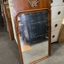 Antique Wood Mirror With Gold Accents 