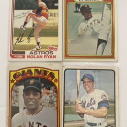Selling A Lot Of 4 Baseball Cards Willie Mays, Nolan Ryan VG-EX $60