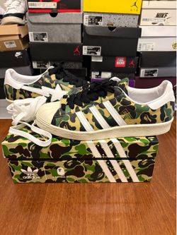 Size 10- Adidas Superstar X Bape ‘ABC Camo Green’