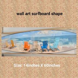 Wall art surfboard shape home decor