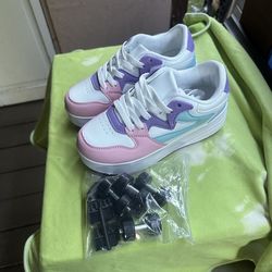 ANEFUN Roller Skate Shoes for Kids Boys Girls Sneakers with Detachable Wheels Sport Shoe Size 2