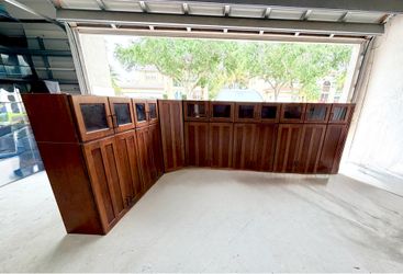 Solid Wood Kitchen Office Wall Cabinet Set