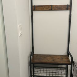 Coat Rack with Shoe Bench, Entryway Bench with Shoe Storage,