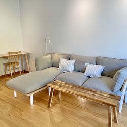 Floyd Sofa - Light Grey W/ White Legs (Like New)