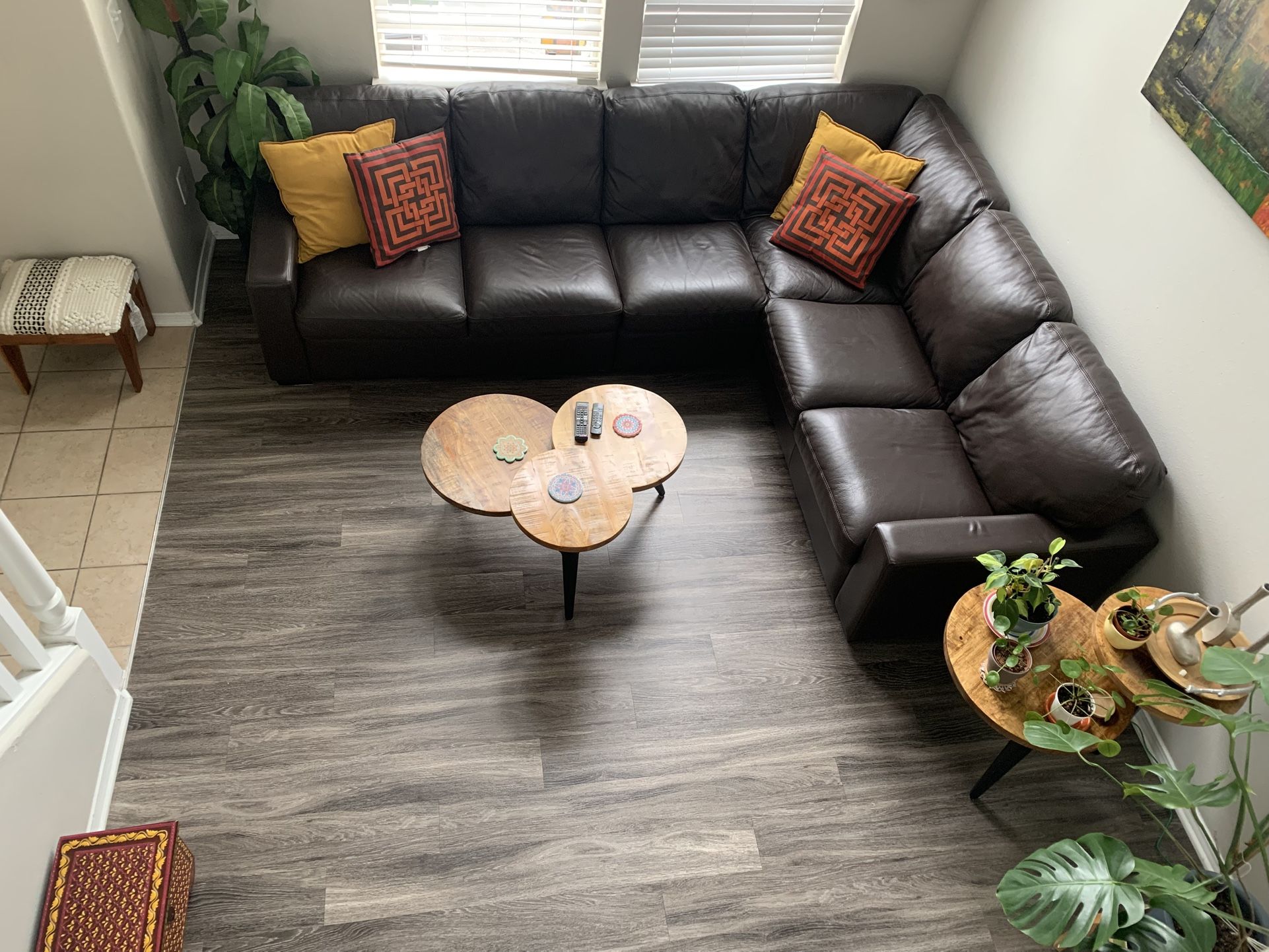 Top-Grain Brown Leather Sectional Sofa – Large – by Palliser