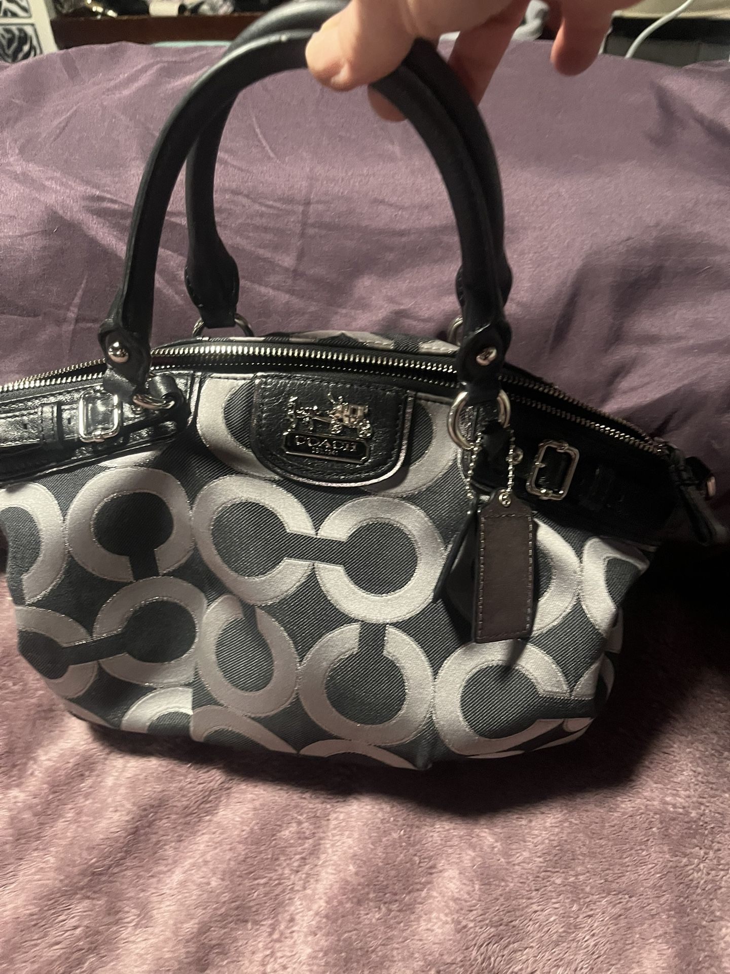 Vintage Coach Black Cloth Purse/Leather Trim