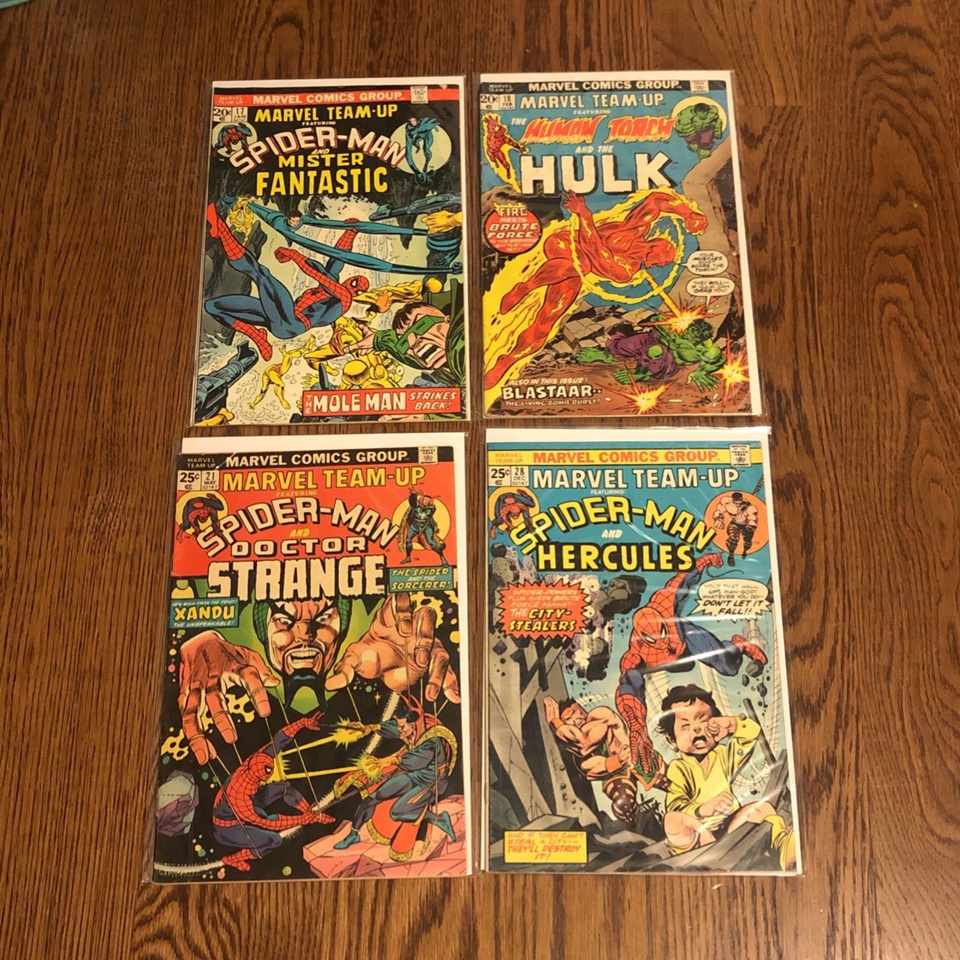 Marvel Team-Up Bronze Age Lot #17, 18, 21, 28 (Spider-man Dr Strange)