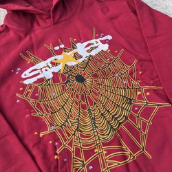 Red Maroon And Yellow Spider Star Hoodie